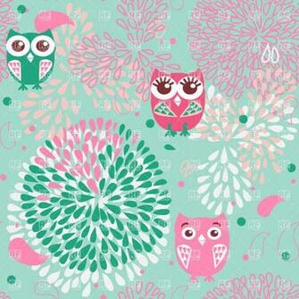 Cute Owl Cartoon Wallpaper Owls And Flowers Seamless