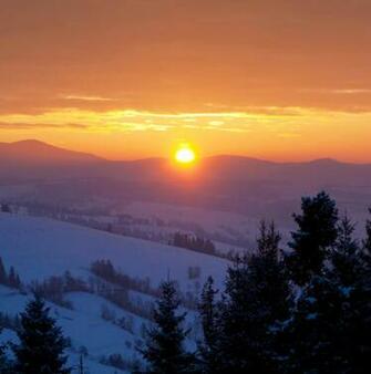 Sunset Snow Mountains