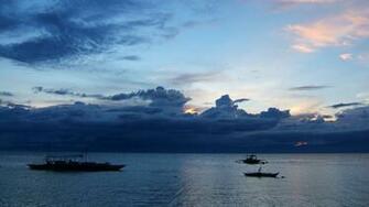Wallpaper Cebu Moalboal Philippines Sunset Dusk Clouds Sea