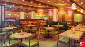 Cafe Background Colorful Cozy Landscape