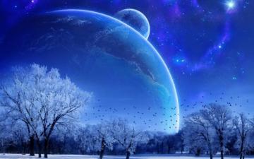 Moon Landscape Winter Digital Art Planet Wallpaper HD