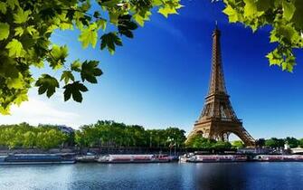 Tower France River Beach Trees Wallpaper Background Ultra HD 4k