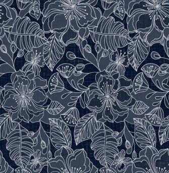 Navy Floral Wallpaper