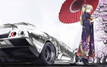 Silver Anime Car Wallpaper