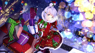 Christmas Anime Santa Girl Gifts Sleigh 4k Wallpaper iPhone HD
