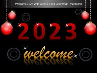 Welcome With Candles And Christmas Decoration Ppt Icons