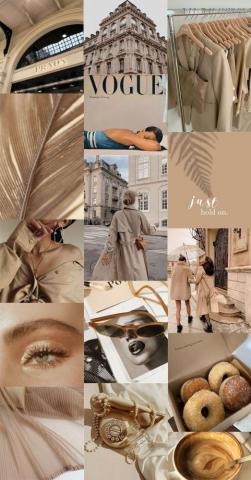 Brown Collage Wallpaper Beige For Phone Fab