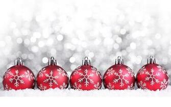 Red Christmas Balls On Silver Background