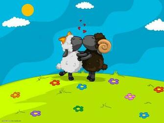 Sheep Love Wallpaper Stock Photos
