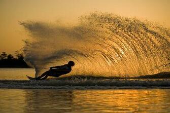 Slalom Water Skiing Sunset Image Pictures Becuo
