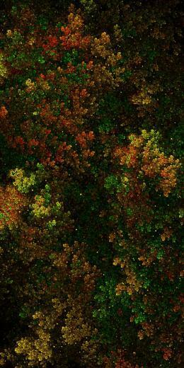 Fractal Bushy Green Yellow Crystal Pattern Wallpaper Abstract
