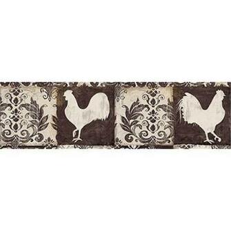 New Country Chccolate Brown Cream Rooster Wallpaper Border 418b80975