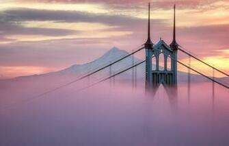 Wallpaper City Usa Twilight Bridge Sunset Portland Mountain