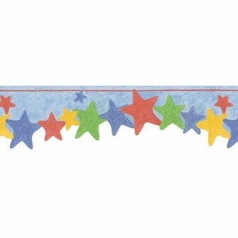 Wallcovering Crayon Stars Prepasted Wallpaper Border At Lowes