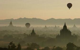 Balloons Over Bagan Burma HD Wallpaper Photo Background