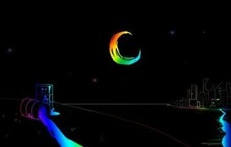 Wallpaper Stars Night City The Moon Rainbow