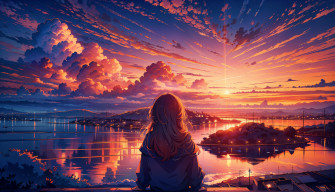 Anime Sunset HD Wallpaper And Background