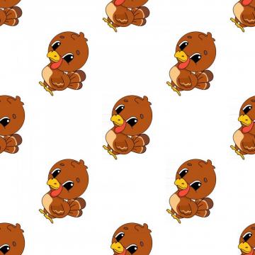 Happy Turkey Colored Seamless Pattern With Cute Cartoon Character