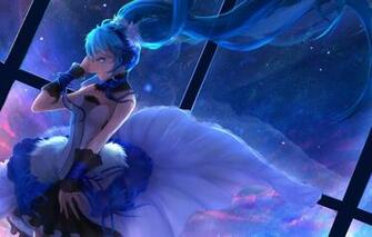Wallpaper The Sky Girl Stars Anime Headphones Art Vocaloid