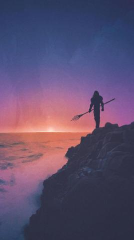 Aquaman Superhero Silhouette Coast Art Wallpaper Dc Comics
