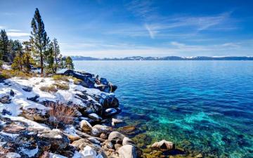 Wallpaper Lake Tahoe 4k Mountain Winter Coast