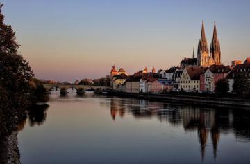 Pictures Bavaria Germany Regensburg Sunrise And Sunset River Cities