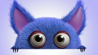 3d Wallpaper Funny Monster Cartoon Cute Fluffy