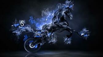 Blue Fire Horse Moto Fantasy