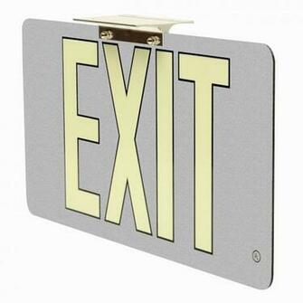 Ultra Thin Photoluminescent Exit Sign With Silver Background