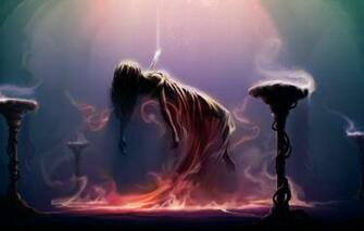Wallpaper Light Magic Girl Ritual Pendant Levitation Image