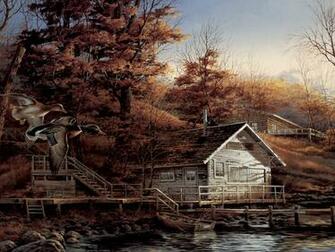 Terry Redlin Art Beautiful House Along With River Stream