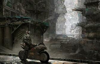 Wallpaper The City Fiction Robot Motorcycle Bike Cyborg