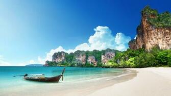 Wallpaper Thailand 5k 4k 8k Beach Shore Boat