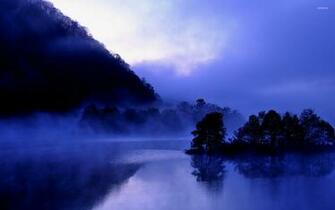 Purple Foggy Lake Wallpaper Nature