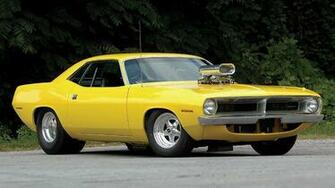 Plymouth Barracuda Hot Rod Tuning Yellow Classic Muscle Car Wallpaper