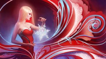 Fantasy Girl Snowflake Christmas Babe Wallpaper