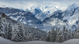 Nature Landscape Winter Mountains Snowy Mountain Trees Forest Snow Clouds Sky Rocks Wallpaper