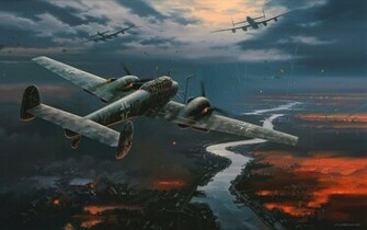 Wallpaper Flames Paintings Aircraft Bomber World War Ii