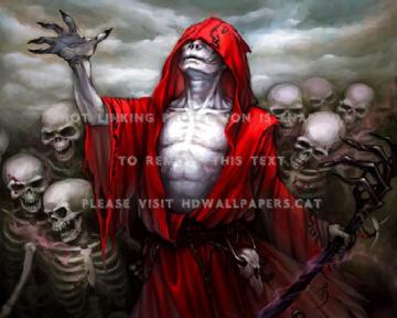 The Necromancer Red Skeletons Robe Abstract