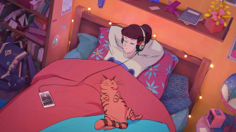 Lofi Girl Cat Headphone Sleeping Hip Hop 4k Wallpaper