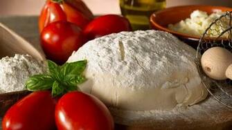 Wallpaper Flour Dough Tomatoes Table Board Full