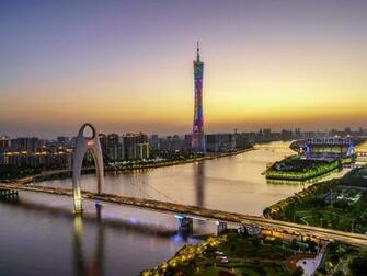 Wallpaper Beautiful Guangzhou Canton Tower Bridge River