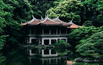 Wallpaper Nature Lake Trees Japan Tokyo Temple Architecture