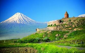 Armenian Fortress Against The Backdrop Of Mount Ararat