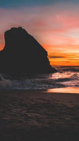 Rocks Sunset Beach Shark Fin Cove Wallpaper