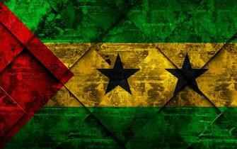 Wallpaper Flag Of Sao Tome And Principe 4k Grunge Art
