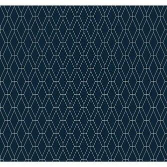 Ashford Geometrics Navy Blue And White Diamond Lattice Wallpaper