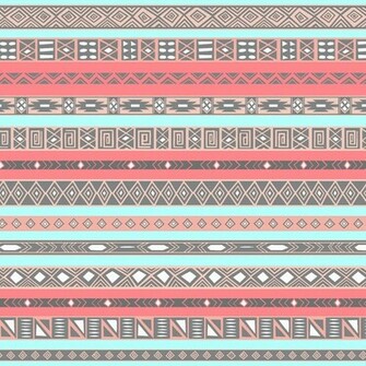 Peach Rose Baby Blue Aztec Tribal Native Pattern Art Print By Rexlambo