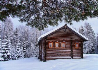Old Log Cabin Wallpaper