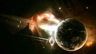3d Space Scene Alien Spaceships Wallpaper